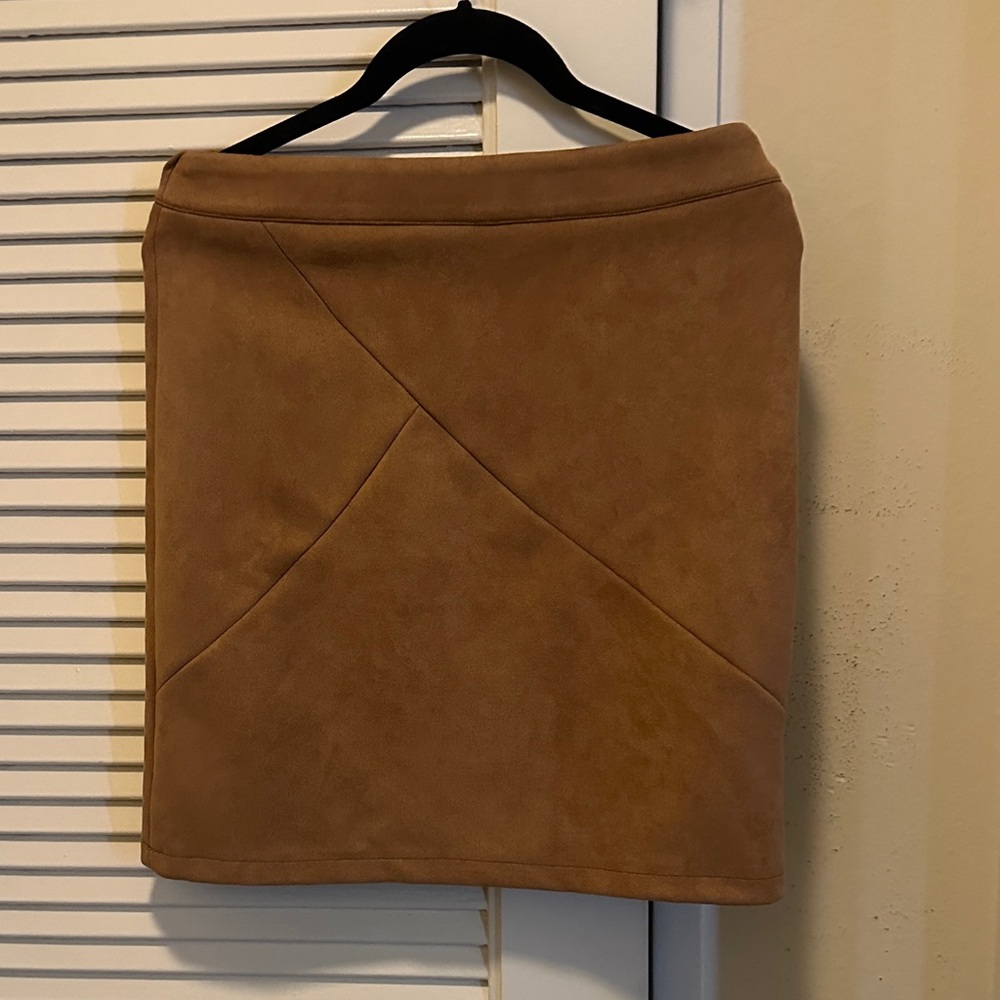 Simplee Apparel Tan Suede Mini Skirt